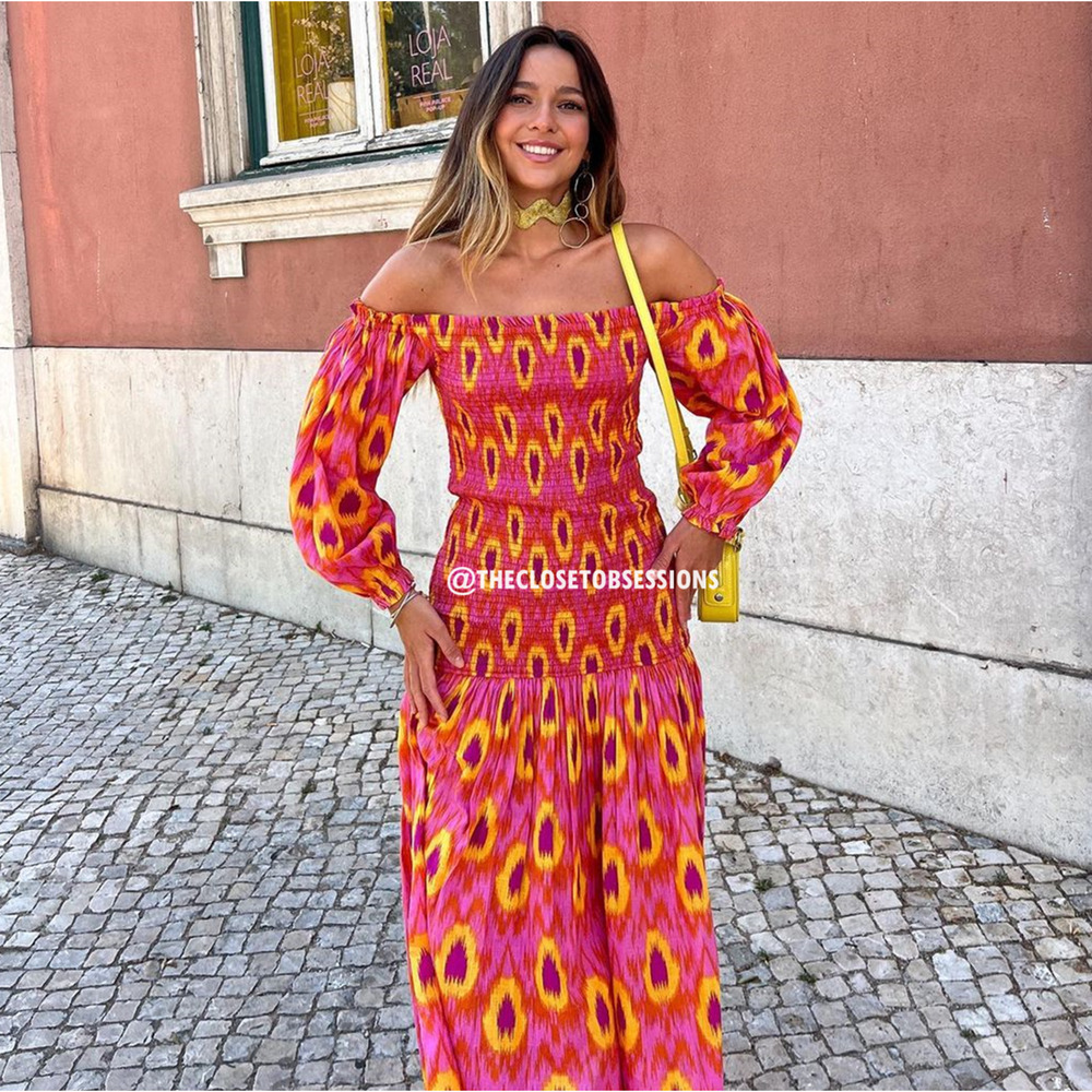 ZARA Blogger Fave Smocked Off-Shoulder Maxi Dress NWT - Picture 13 of 16